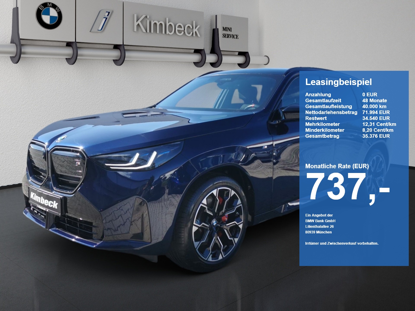 BMW X3 X3 M50 xDrive M SPORT PRO INDIVI TANSANITBLAU SHZ (Bild 1)